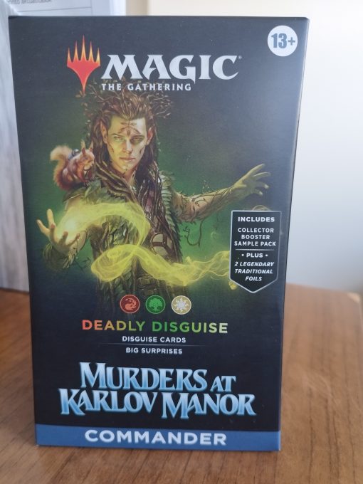 Magic the Gathering Murders at Karlov Manor commander desk display - Deadly Disguise